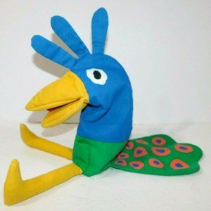 Rare Vintage 1996 Peacock Bird Hand Puppet Lucy Cousins A BUSY DAY FOR BIRDS  .